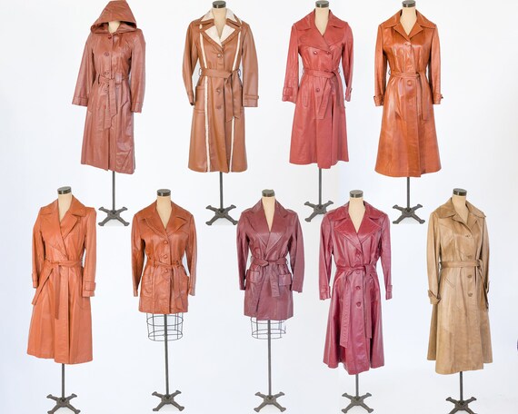 1970s Leather Trench Coats | 70s Long Caramel Maro