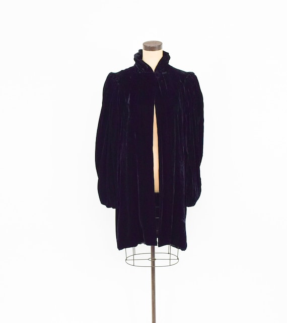 1930s Black Silk Velvet Coat | 30s Black Velvet E… - image 8