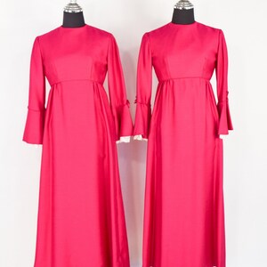 1960s Hot Pink Maxi Dress 60s Fuchsia Evening Dress Set Bridesmaid Dress Lorrie Deb XS & Small image 2