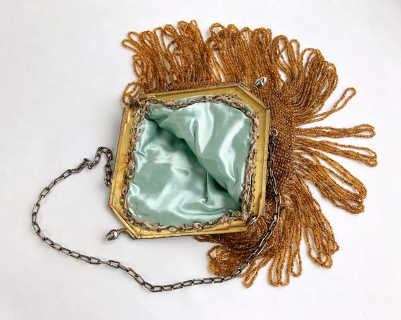 1900s Gold Beaded Evening Handbag | 1910s Gold Lo… - image 8