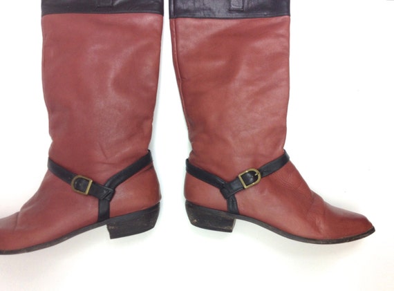 1980s Brown Leather Riding Boots  | 70s Brown & B… - image 3