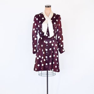 1960s Brown Polka Dot Dress 60s Brown & White Mini Dress Medium image 3