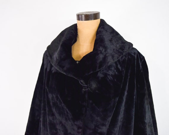 1900s Black Velvet Coat | Black Cotton Velvet Coa… - image 7