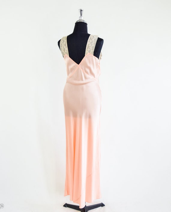 1930s Peach Long Nightgown | 30s Pale Peach Night… - image 6