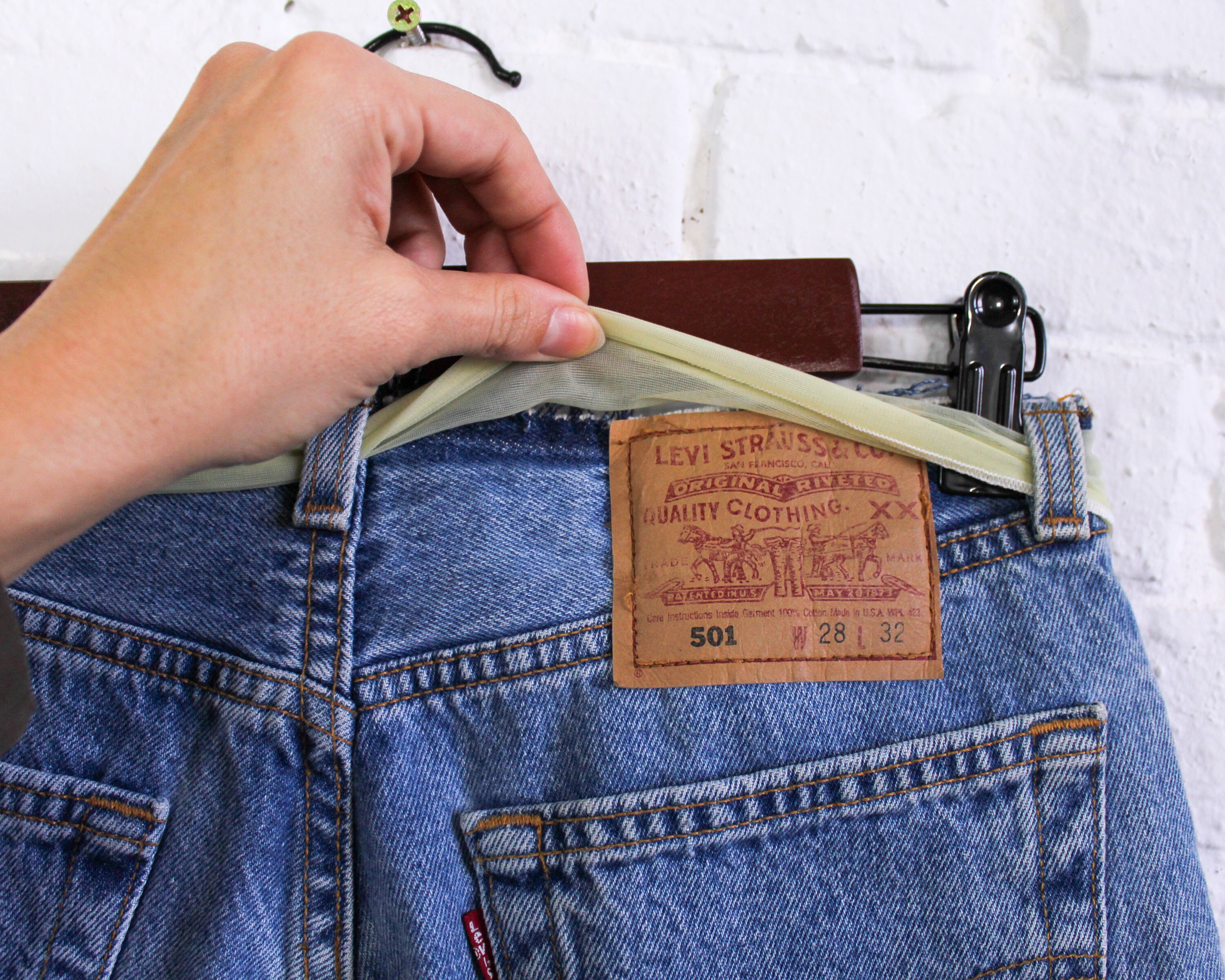 1990s Levi 501 Denim Skirt | Vintage Daisy Applique, Chiffon
