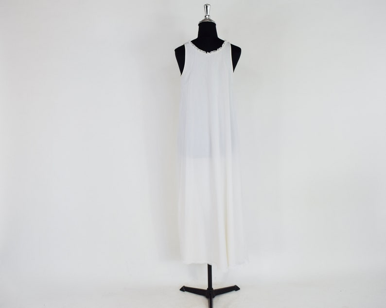 1950s White Long Peignoir Set 50s White Sheer Nylon Peignoir Miss Elaine Medium image 9