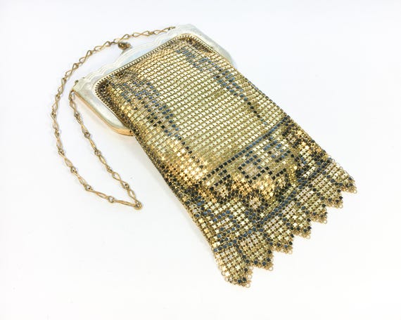 1920s Gold Deco Mesh Handbag | 20s Gold Mesh Even… - image 2