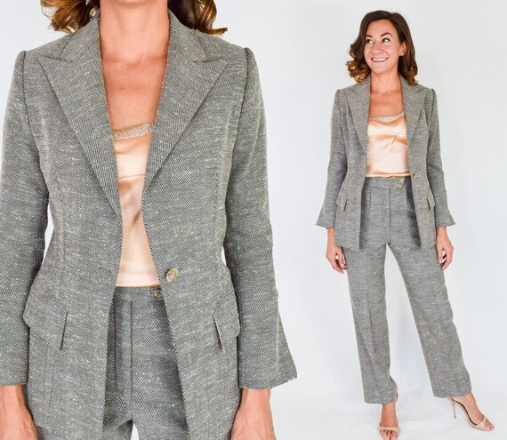 Richard Tyler | 1990s Gray Pantsuit | 90s Gray He… - image 1