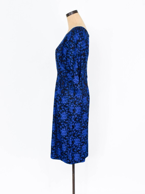 1950s Blue Brocade Dress | 50s Royal Blue Brocade… - image 4