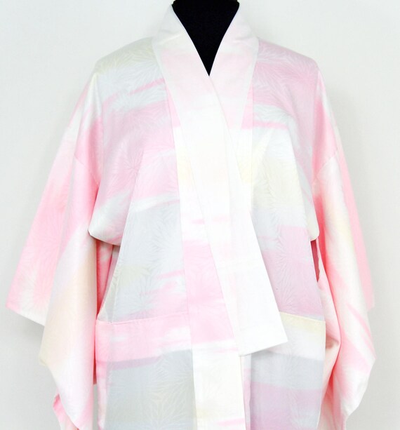 1960s Pink & White Print Kimono | 60s Pink Summer… - image 7