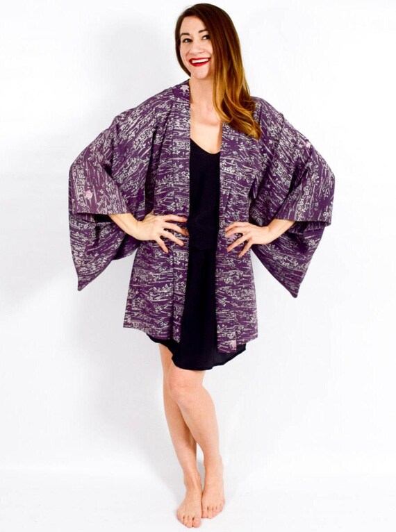 1950s Purple Silk Haori | 50s Purple Silk Haori J… - image 2