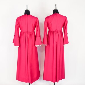 1960s Hot Pink Maxi Dress 60s Fuchsia Evening Dress Set Bridesmaid Dress Lorrie Deb XS & Small image 5