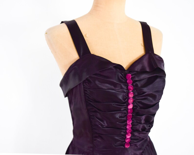 1940s Purple Satin Evening Dress 40s Deep Purple Satin Evening Gown Old Hollywood Medium image 6