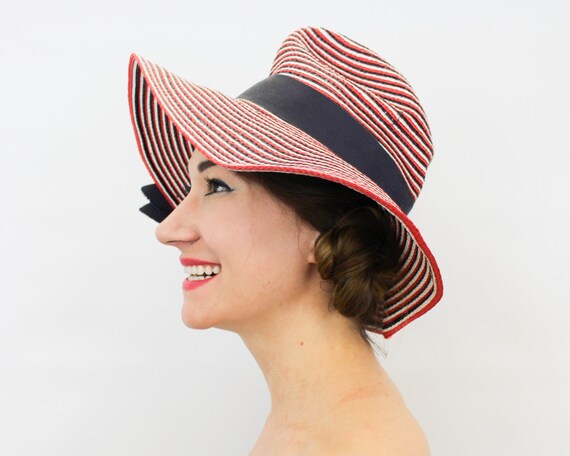 red white and blue floppy hat