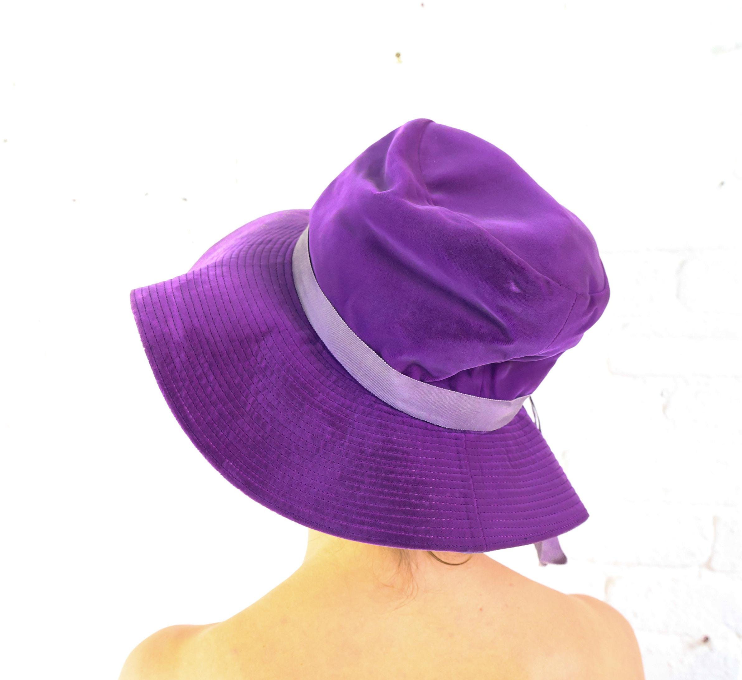 VTG Banana Republic 100% Cotton Purple Velvet Bucket Hat Whimsigoth | S‎ all-over-print-reversible-  main image 3