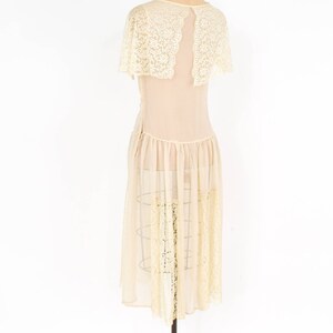 1920s Ivory Silk Chiffon Dress 20s Ivory Chiffon & Lace Dress Wedding Small image 5