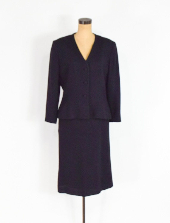 Lilli Ann | 1970s Black Wool Crepe Suit | 70s Bla… - image 7