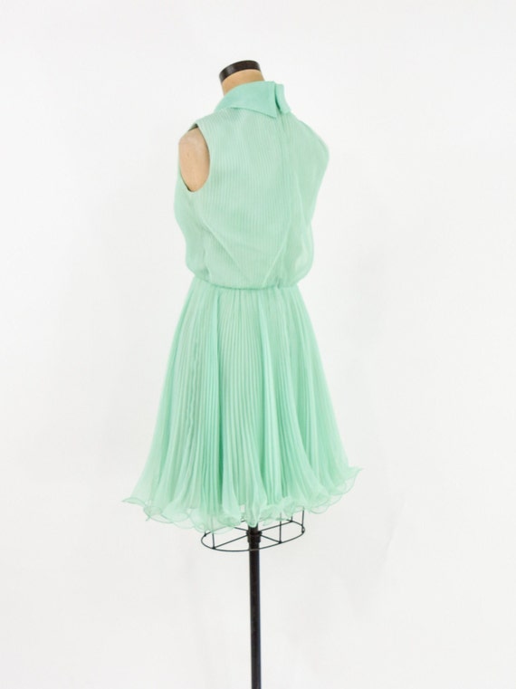 1960s Green Pleated Party Dress | 60s Mint Green … - image 4