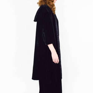 1940s Black Silk Velvet Gown & Coat 40s Black Silk Velvet Bias Cut Dress Coat Set Old Hollywood California Small image 7