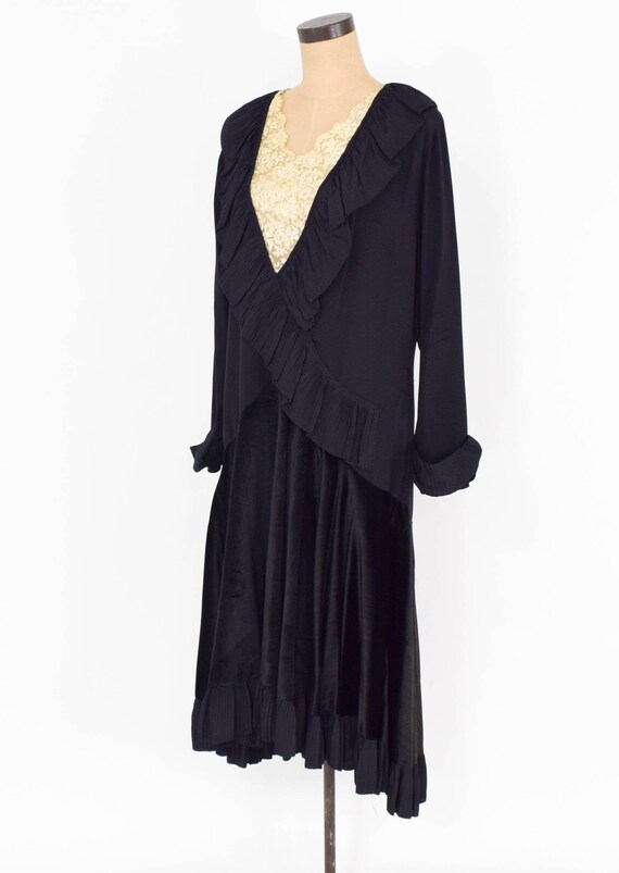 1900s Black Silk Dress | 1900s Black Silk & Velve… - image 5