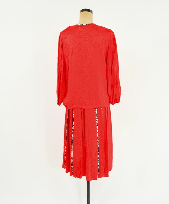 1980s Diane Freis Outfit | 1980s Red Skirt Blouse… - image 5