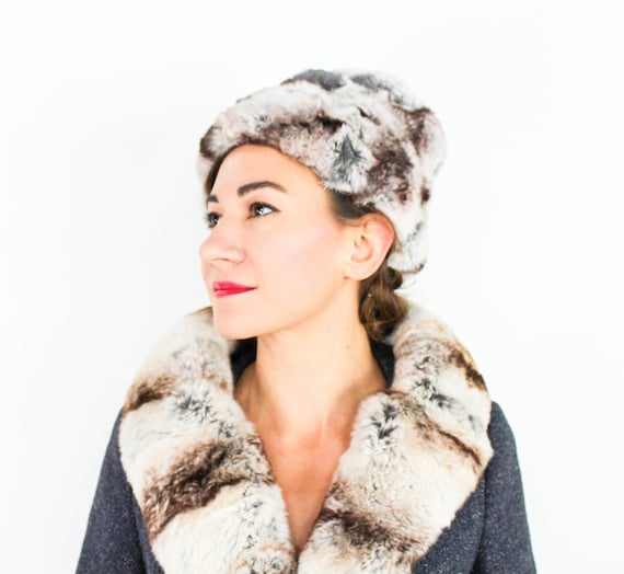 1960s Gray Fur Winter Hat | 60s Gray & White Fur … - image 2