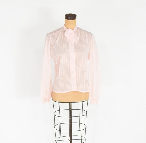 1950s Pink Nylon Blouse | 50s Sheer Pink Blouse |… - image 3