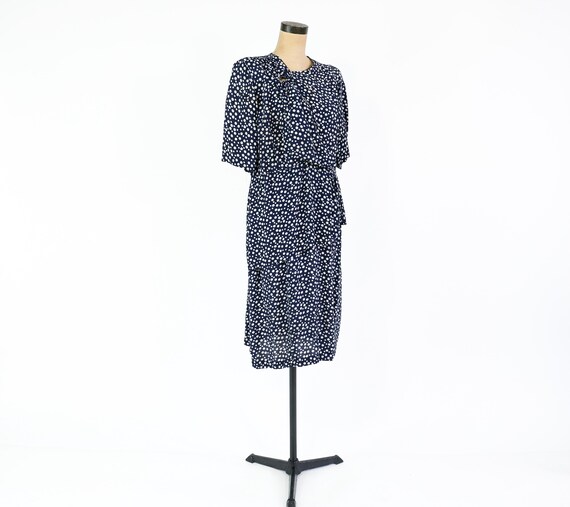 1940s Navy Blue Polka Dot Dress | Vintage Navy Ex… - image 7