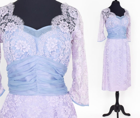 1950s Lavender Lace Party Dress | 50s Lavender La… - image 2
