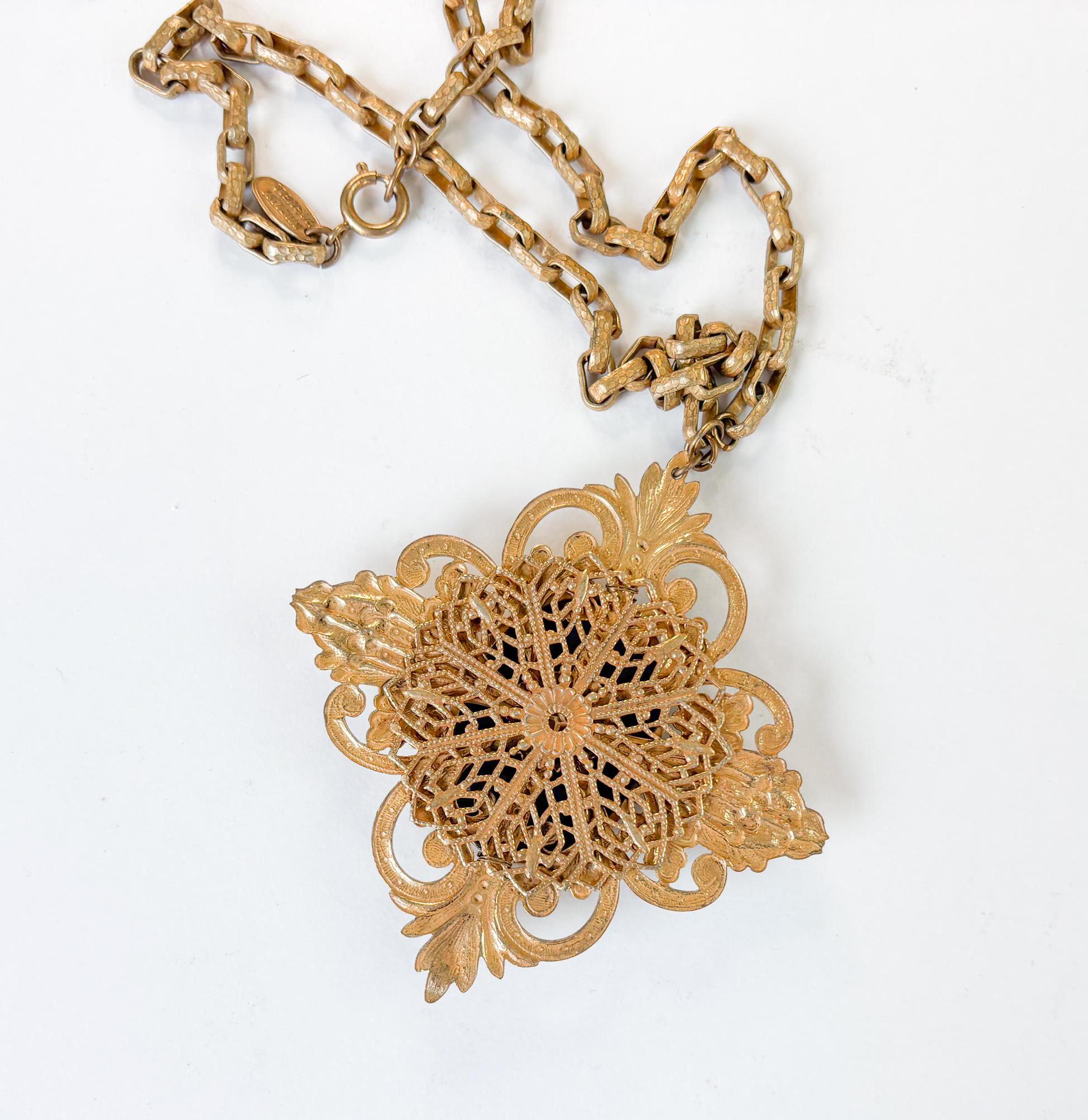 Vintage Miriam Haskell Necklace |1940s Cobalt Blue Glass Filigree