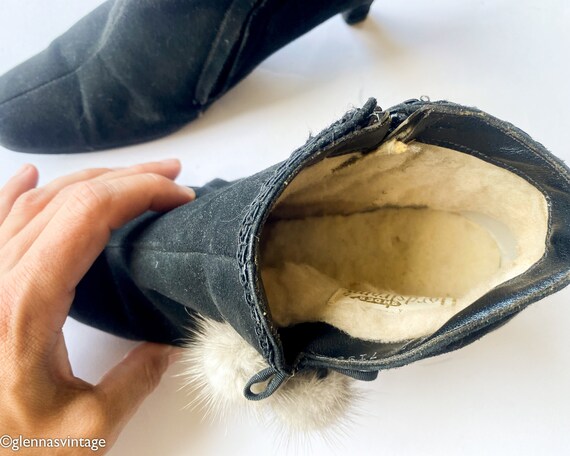 1950s Black Suede Short Boots | 50s Black Suede B… - image 5