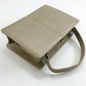1960s Beige Leather Handbag 60s Tan Leather Box Handbag Andrew Geller image 3