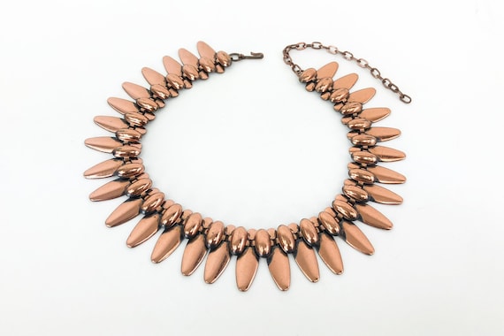 1950s Copper Necklace | 50s Copper Choker Necklac… - image 1