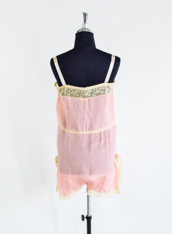 1920s Pink Silk Romper Lingerie | 20s Pink Silk C… - image 5