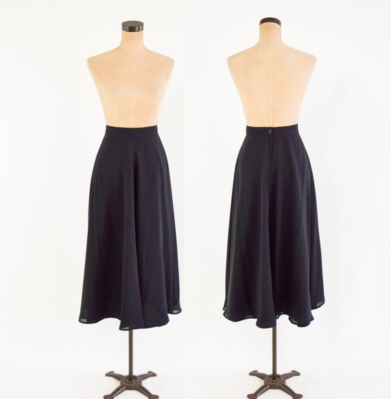 1980s Black & Gold Skirt Set | 80s Black Print Sk… - image 7