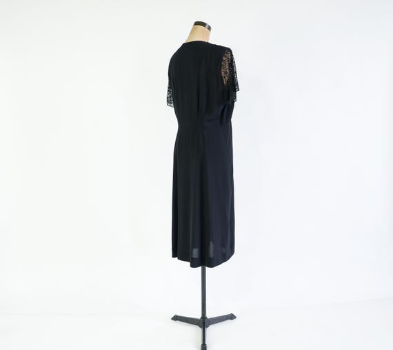 1940s Black Lace Crepe Dress | Vintage Black Cock… - image 5