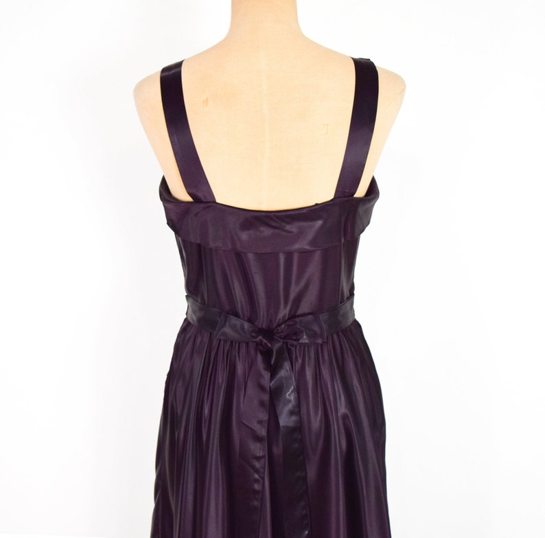 1940s Purple Satin Evening Dress 40s Deep Purple Satin Evening Gown Old Hollywood Medium image 7