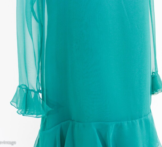 1970s Turquoise Blue Chiffon Evening Dress | 70s … - image 8
