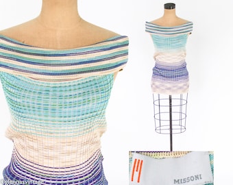 Missoni | 1980s Blue Striped Sweater | 80s Sleeveless Striped Knit Top | Missoni | Medium