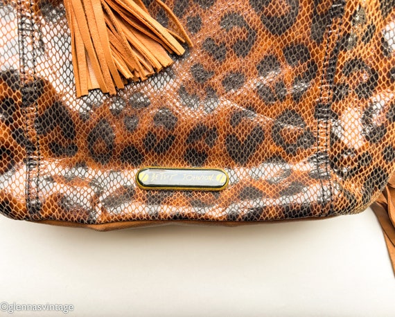1990s Betsey Johnson Cheetah Leather Shoulder Bag | Vintage Brown