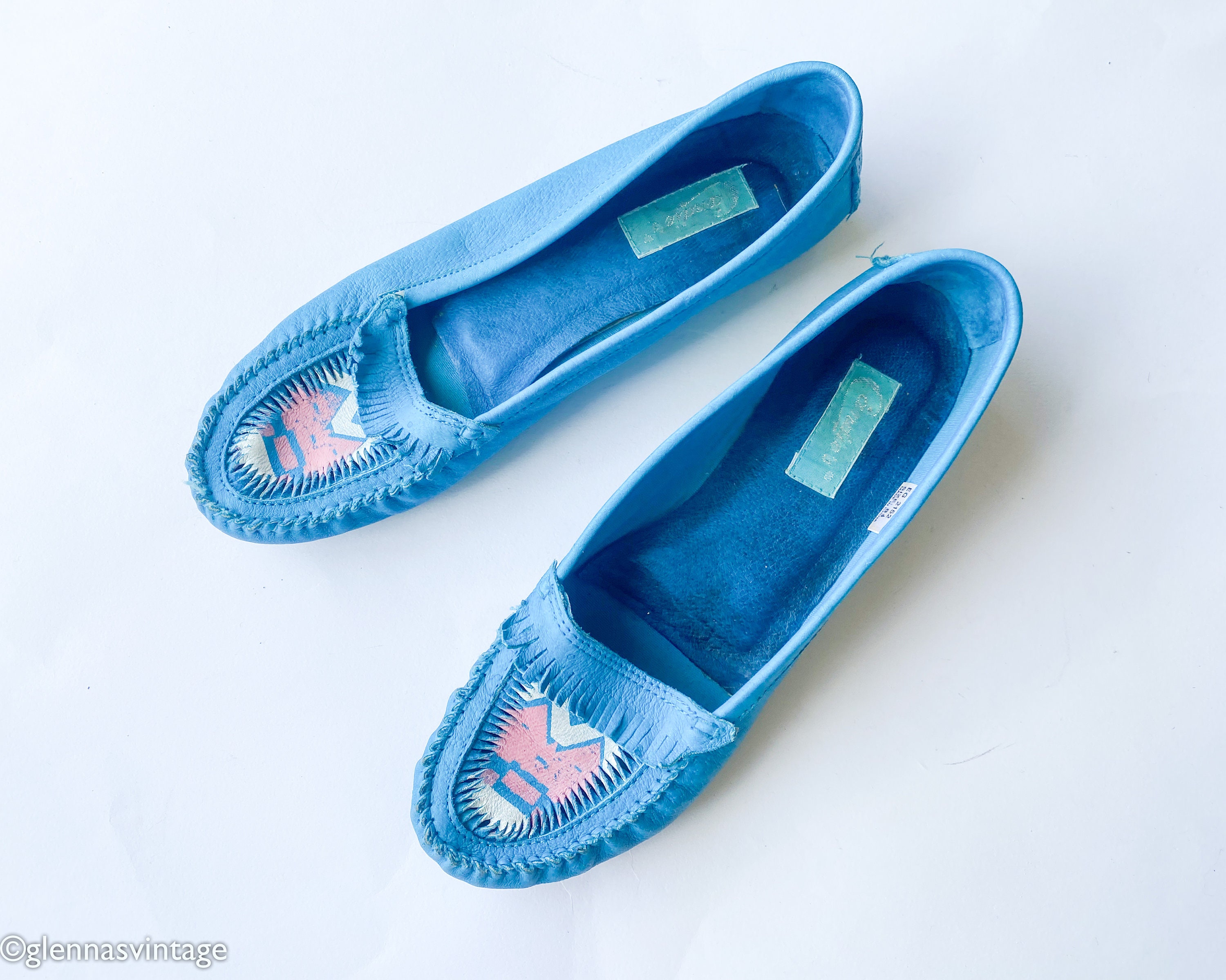 Women Blue Suede Moccasin 8.5 - Etsy