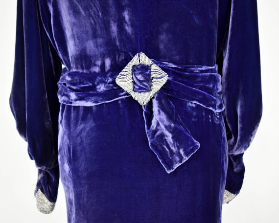 1900s Purple Silk Velvet Gown | Purple Beaded Eve… - image 9