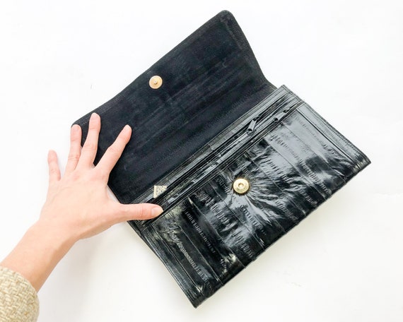 1980s Eel Skin Leather Clutch | 80s Eel Skin Hand… - image 5