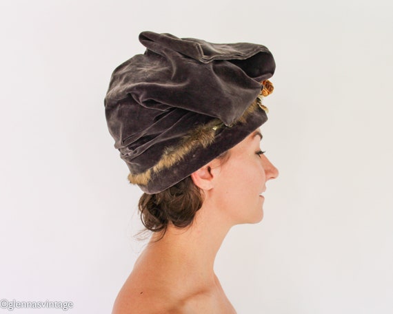 1900s Brown Velvet Hat | Turn of the Century Velv… - image 7