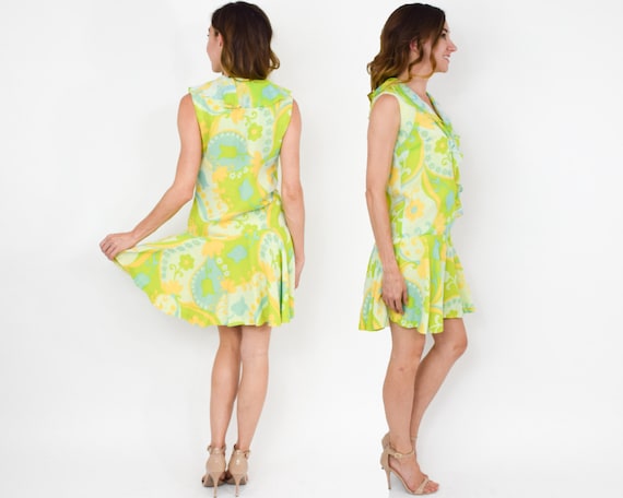 Young Edwardian Mini Dress 1960s Lime 