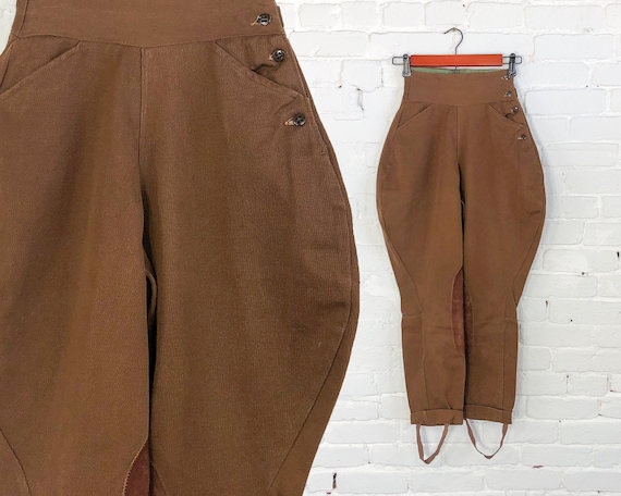 1940s Brown Jodhpurs Pants | 40s Brown Gabardine R