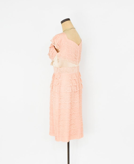 1950s Peach Lace Cocktail Dress | 50s Peach Layer… - image 7