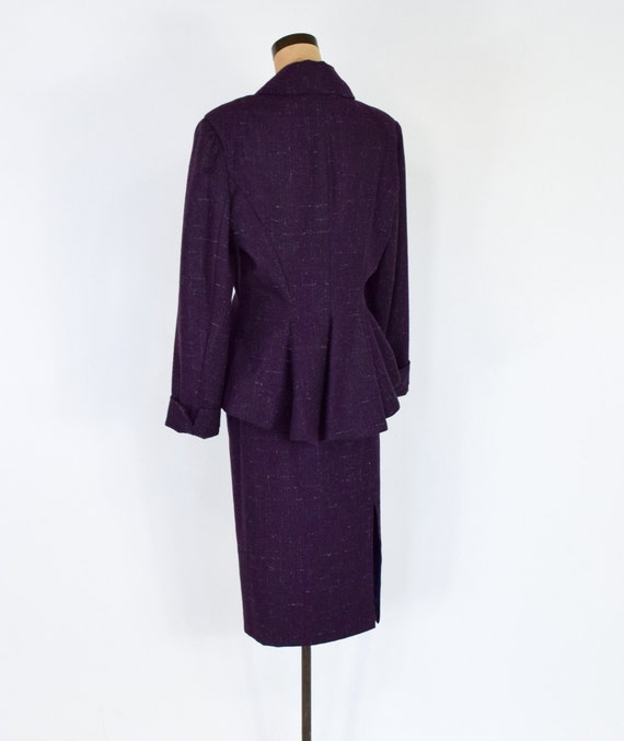 1980s Purple Wool Suit | 80s Eggplant Wool Tweed … - image 5