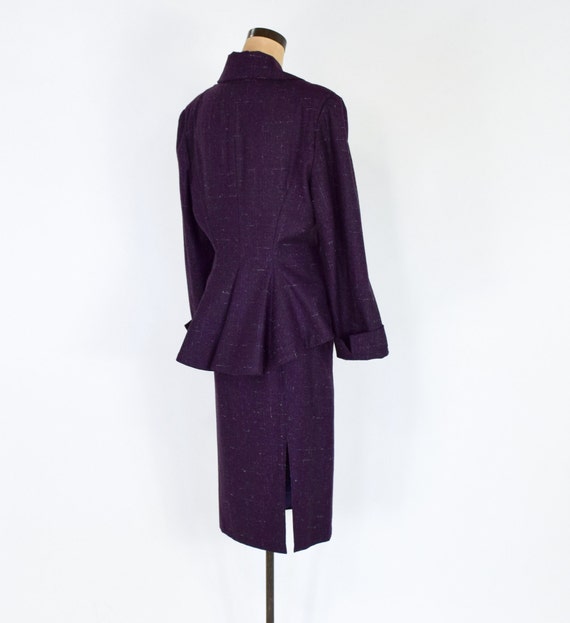 1980s Purple Wool Suit | 80s Eggplant Wool Tweed … - image 6