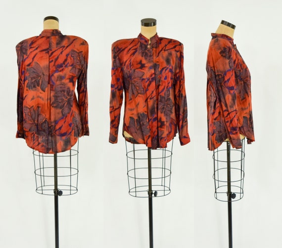 1980s Orange Fall Colors Skirt & Top Set | 80s Br… - image 6